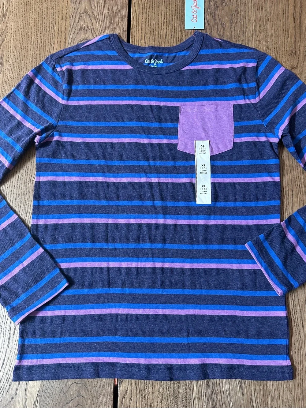 🔥3 FOR $25🔥 Cat & Jack BUNDLE OF 3 Striped Tees Long Sleeve Size X-LARGE (16)